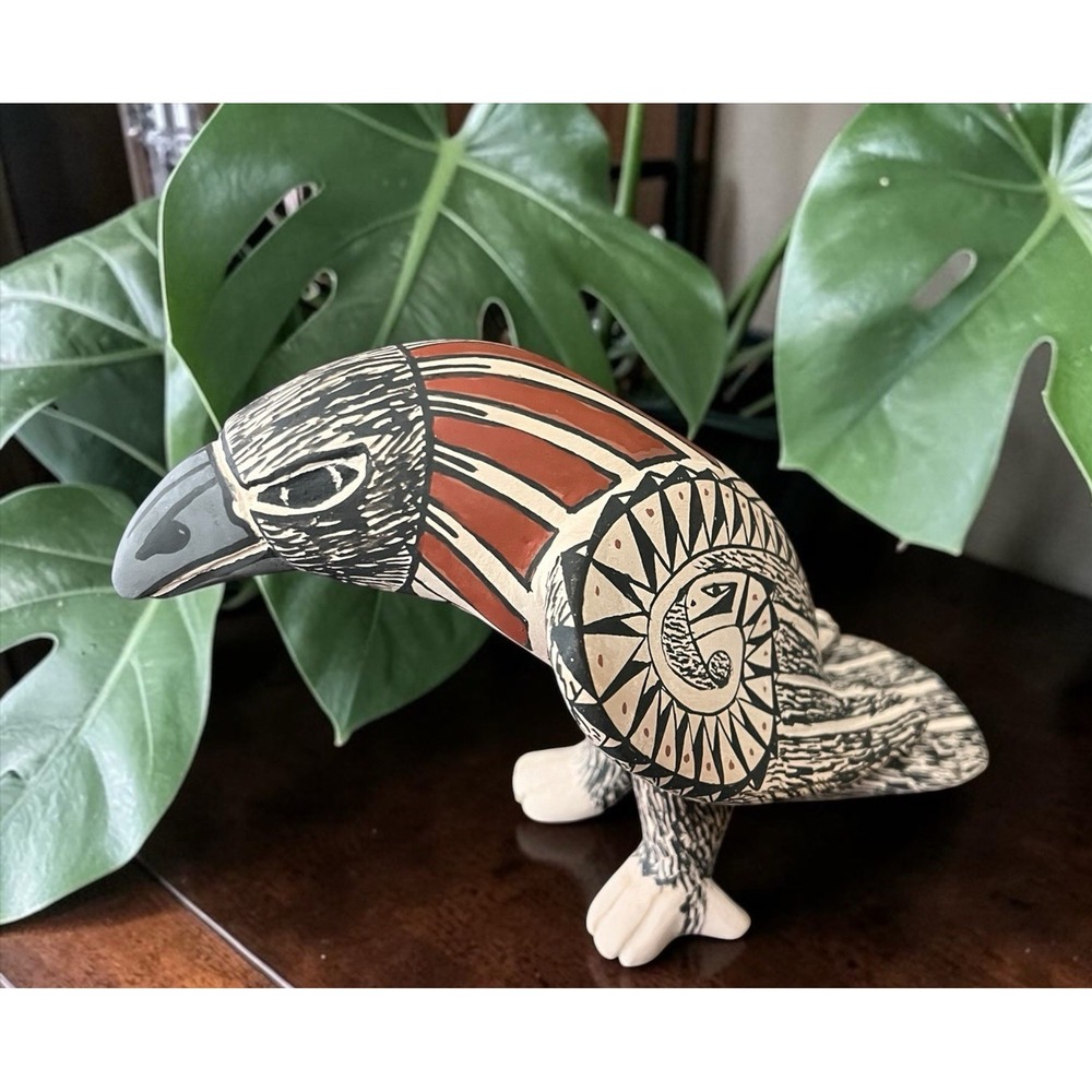 Mata Ortiz Pottery Raven Bird Effigy Tomas Quintana Folk Art Mexican Ceramics